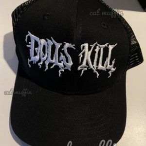 DOLLS KILL LOGO TRUCKER BLACK HAT NEW - DOLLSKILL